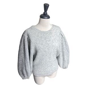 Lush Grey Nubby Balloon Sleeve Sweater Size Large
